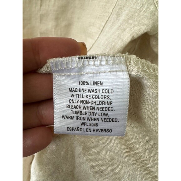 JM Collection Petite 100% Linen Mandarin Band Collar Button Down Shirt 14 - Picture 7 of 7